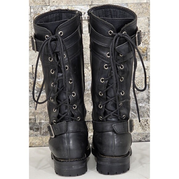 Harley-Davidson Alexa Motorcycle Boots Black Leather Back Lace 85167 Women's 8 - Picture 5 of 16